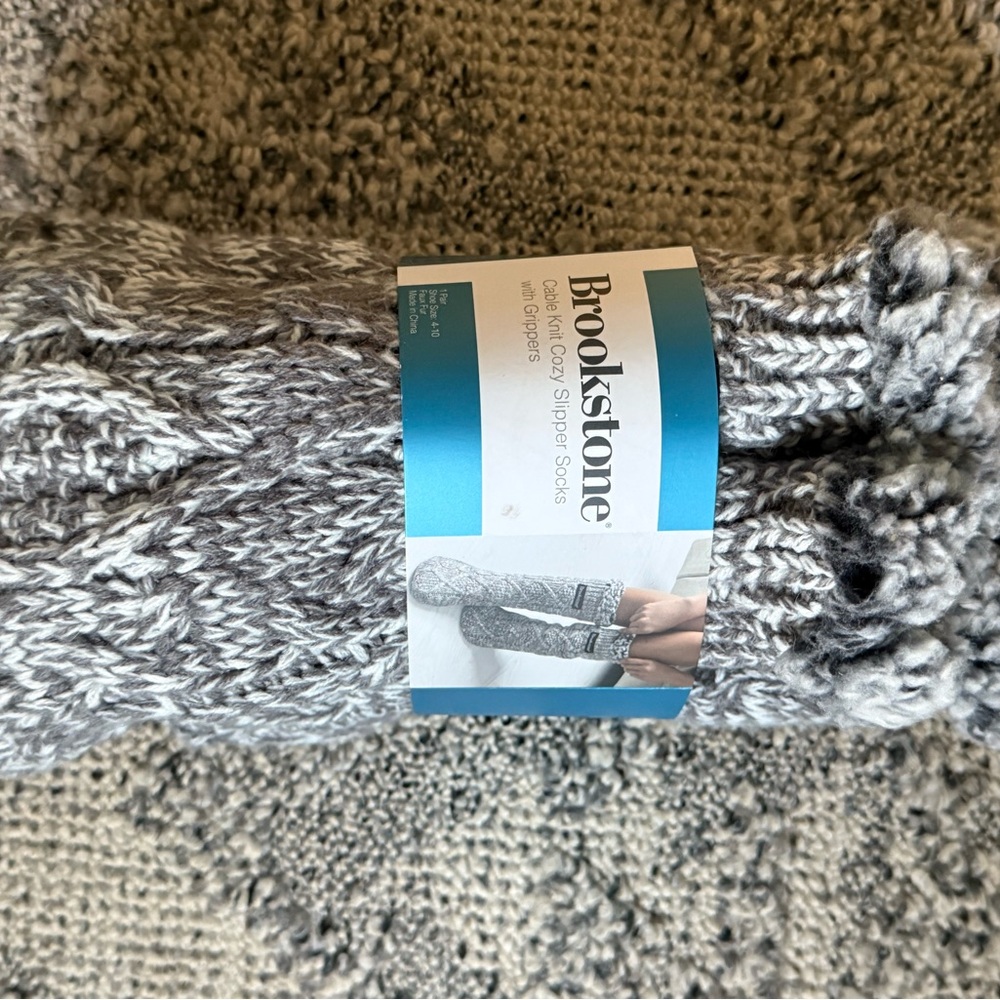 Brookstone Gray and White Knit Socks
